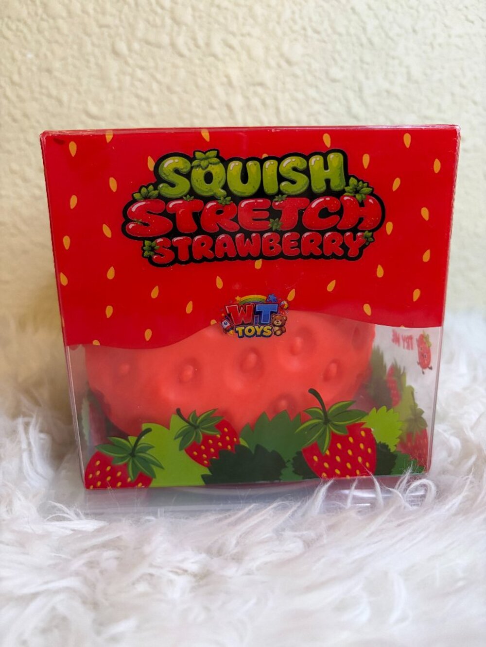 WT Toys Squish Stretch Strawberry Jumbo Red Squeeze Sensory Fidget Toy NIB